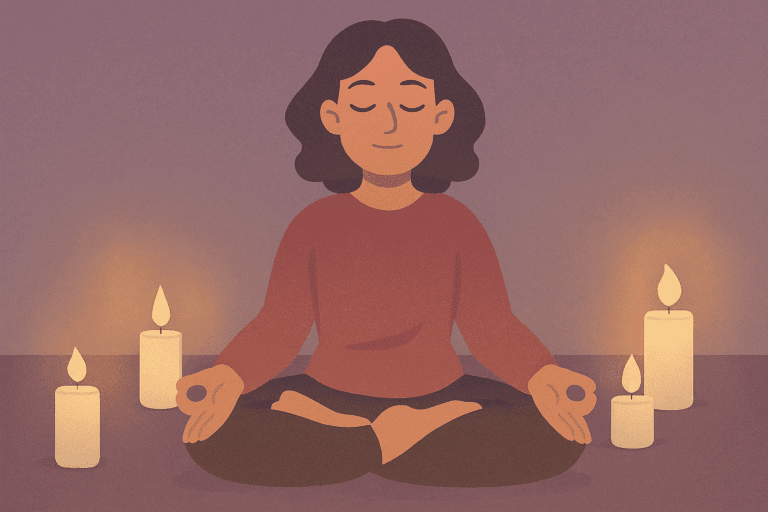 illustration of meditating woman